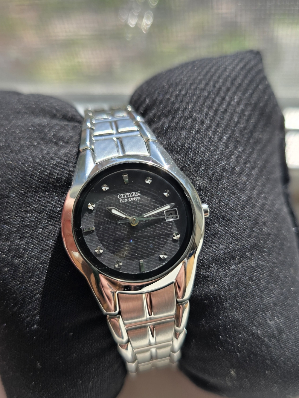 Citizen Eco-Drive Womens Black Dial With Diamond Accents